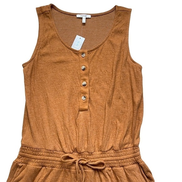 Maurices Mustard Yellow Gold Drawcord Waist Pocket Sleeveless Jumpsuit S - Picture 3 of 9